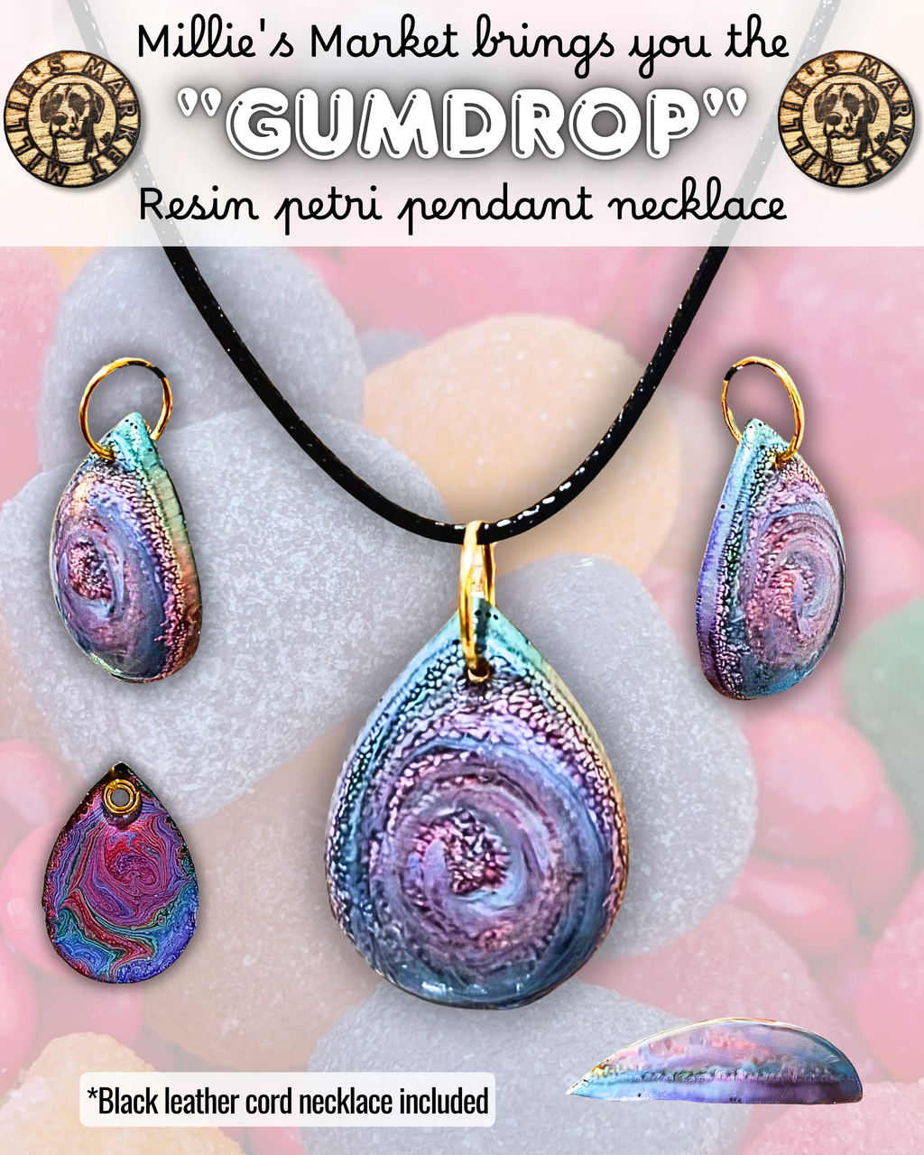 GUMDROP Handmade Resin Petri Pendant Necklace