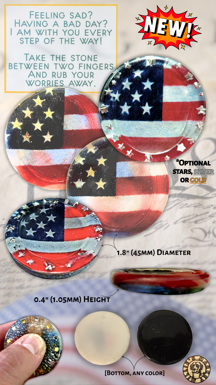 AMERICA 250 Resin Worry Stone