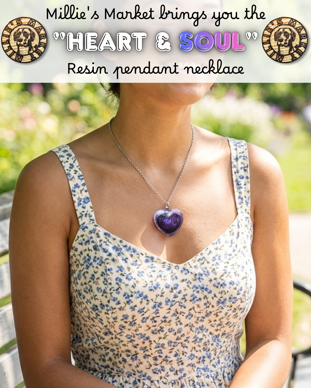 HEART & SOUL Handmade Resin Pendant Necklace