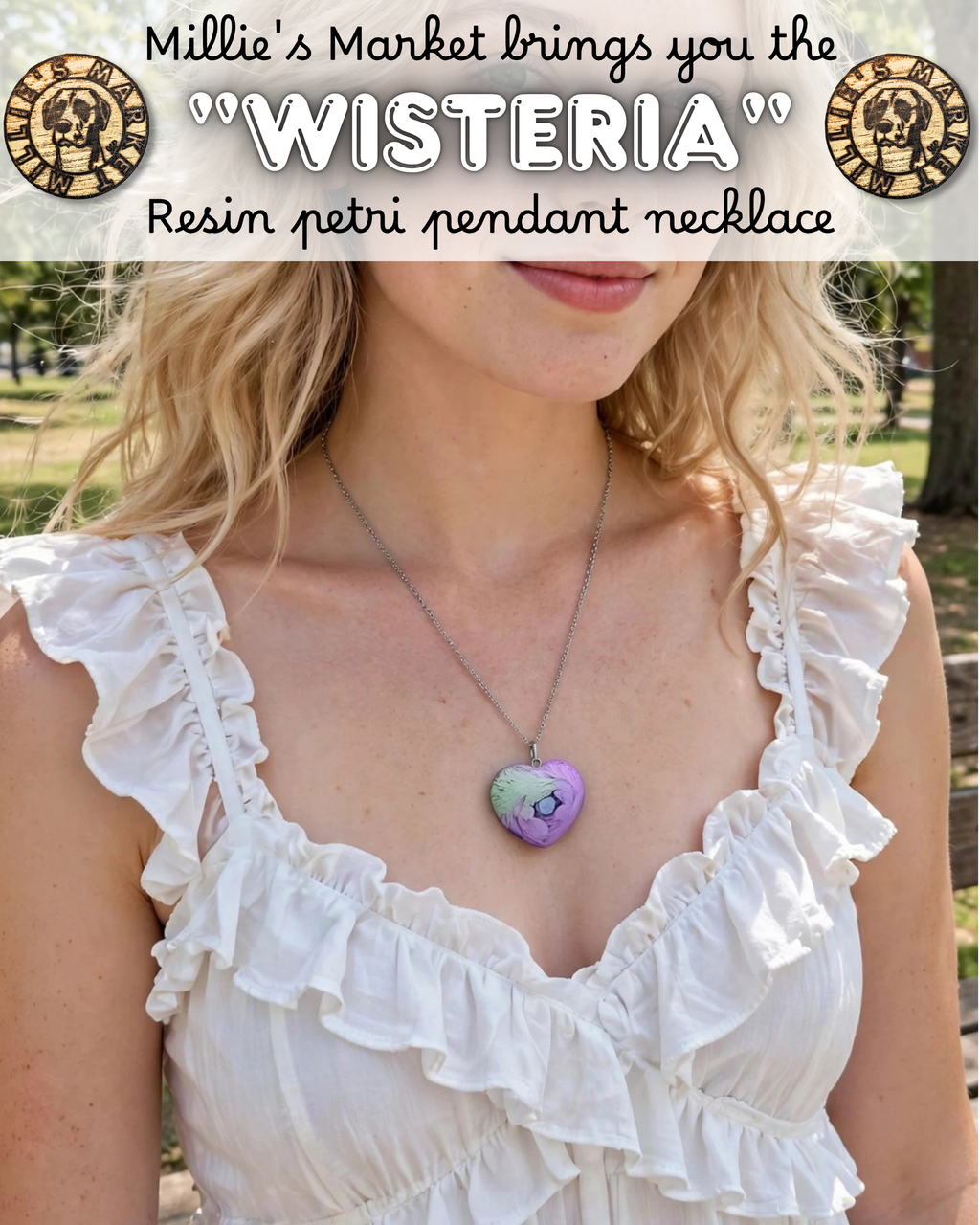 WISTERIA Handmade Resin Petri Pendant Necklace