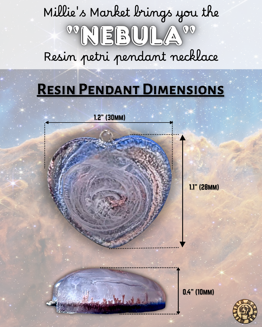 NEBULA Handmade Resin Petri Pendant Necklace