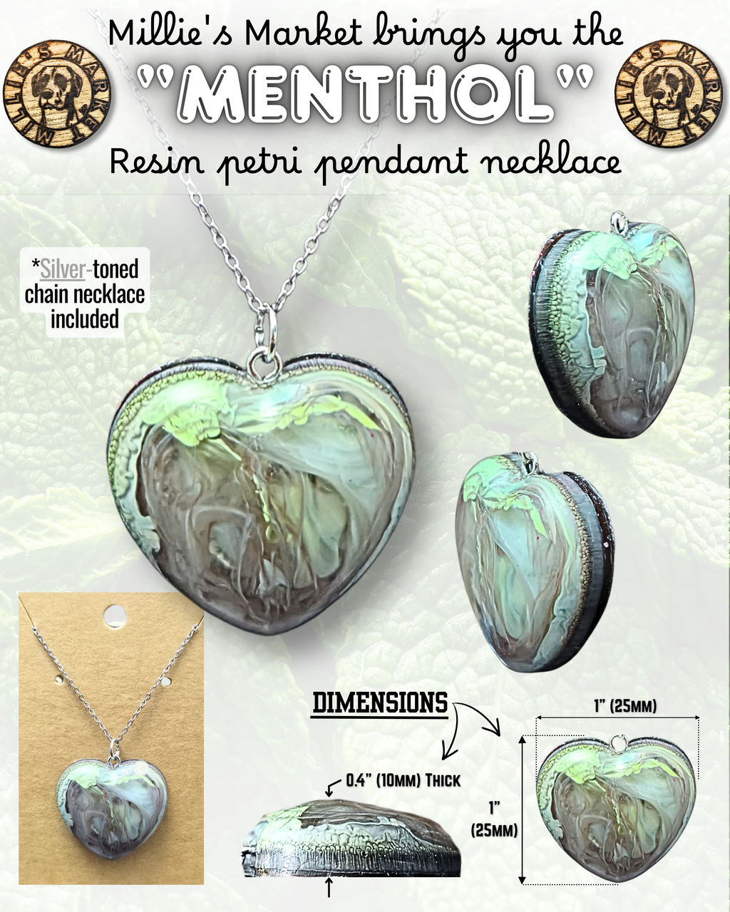 MENTHOL Handmade Resin Petri Pendant Necklace
