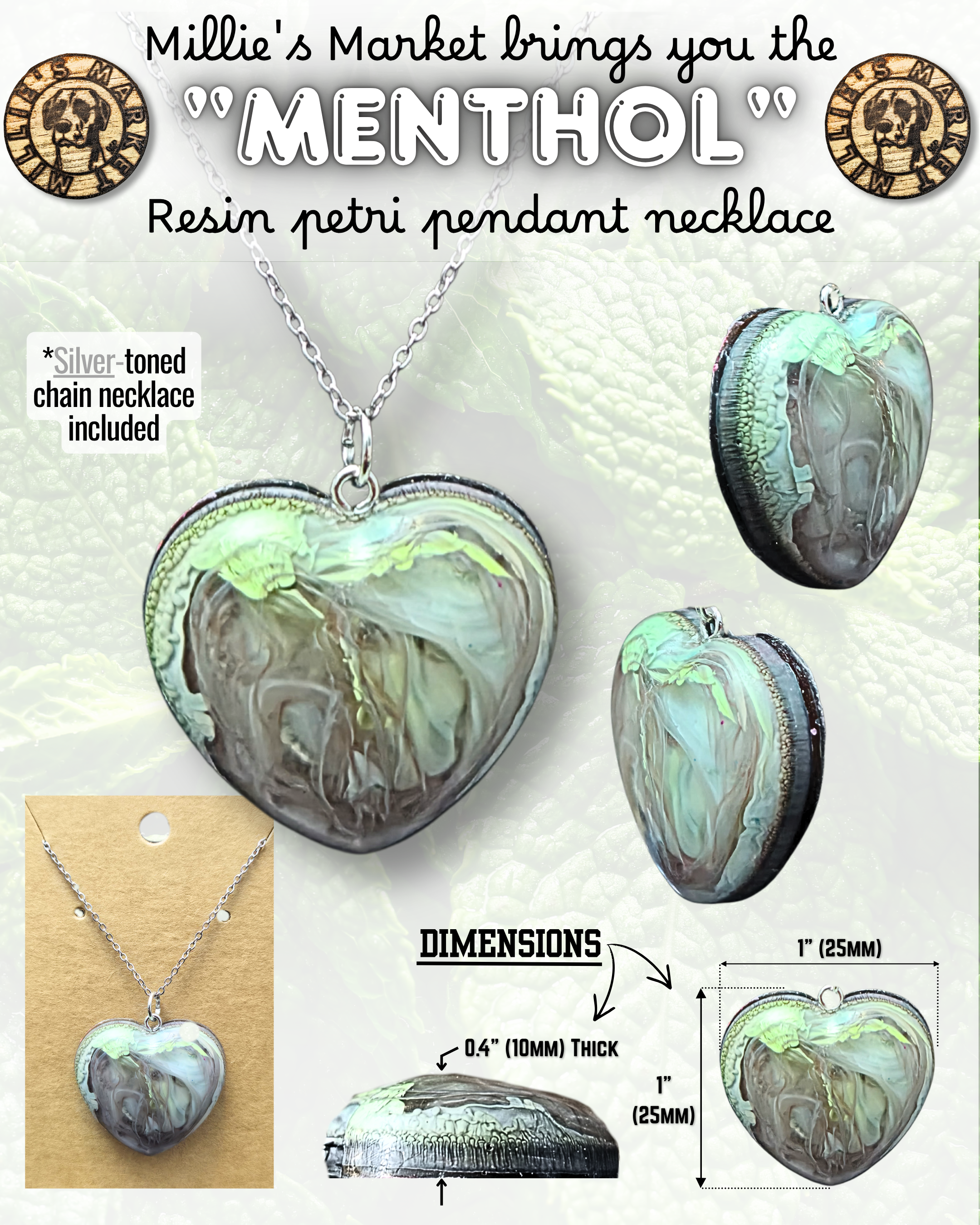 MENTHOL Handmade Resin Petri Pendant Necklace