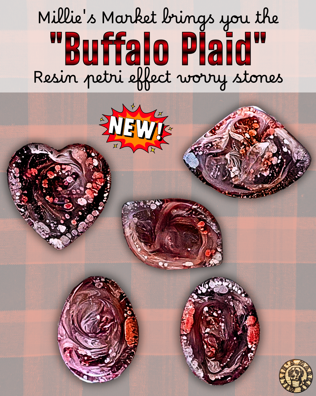 BUFFALO PLAID Resin Petri Worry Stone