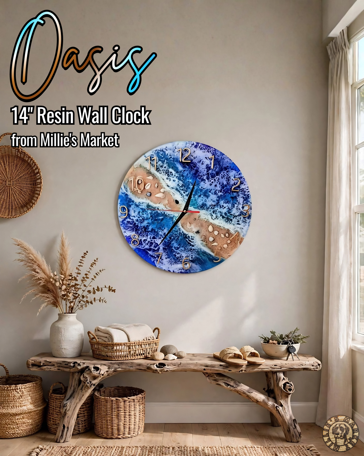 OASIS Handmade Resin Wall Clock