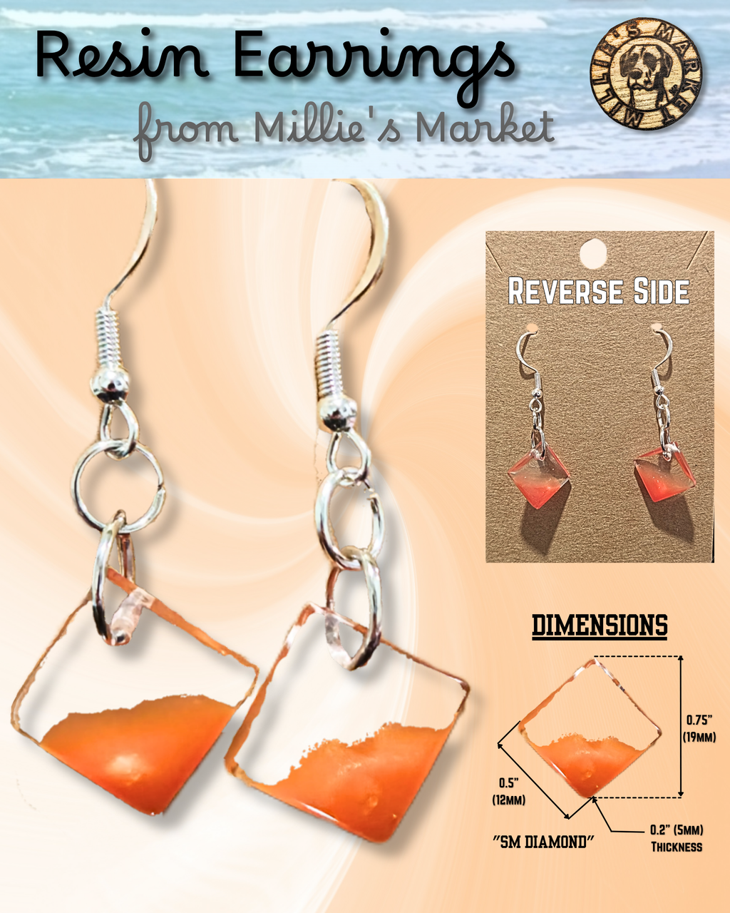 CREAMSICLE Handmade Resin Earrings