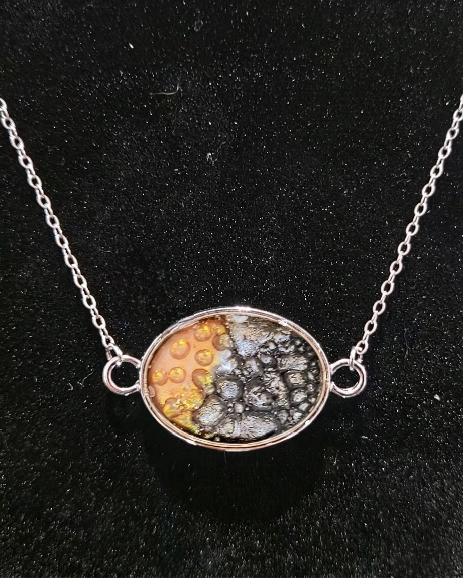 BULLION Handmade Resin Pendant Necklace | Iridescent Bubbles