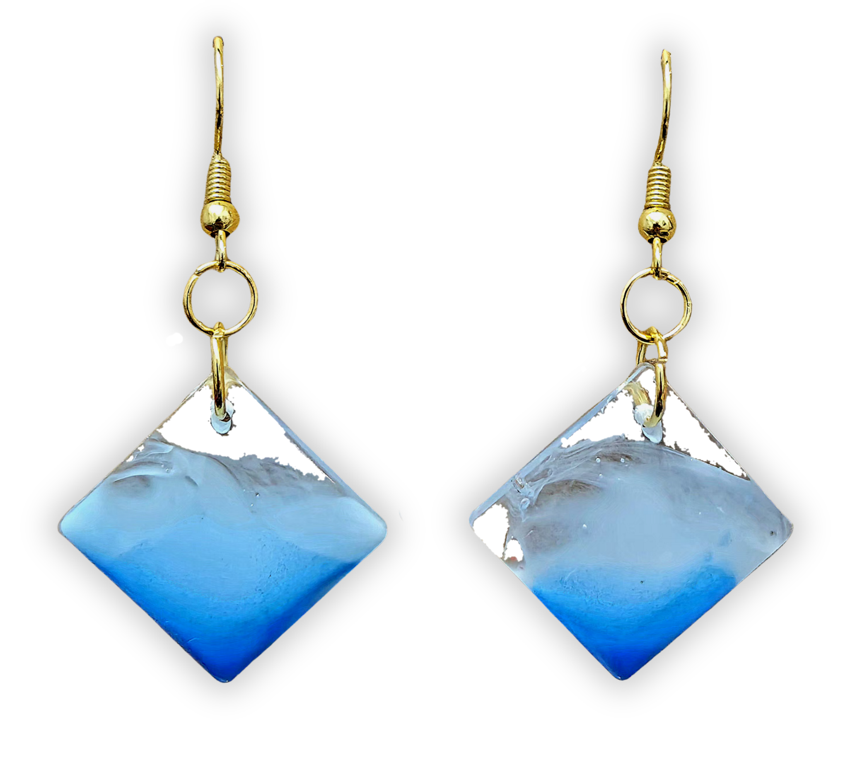 TIDAL WAVE Handmade Diamond-Shaped Resin Earrings