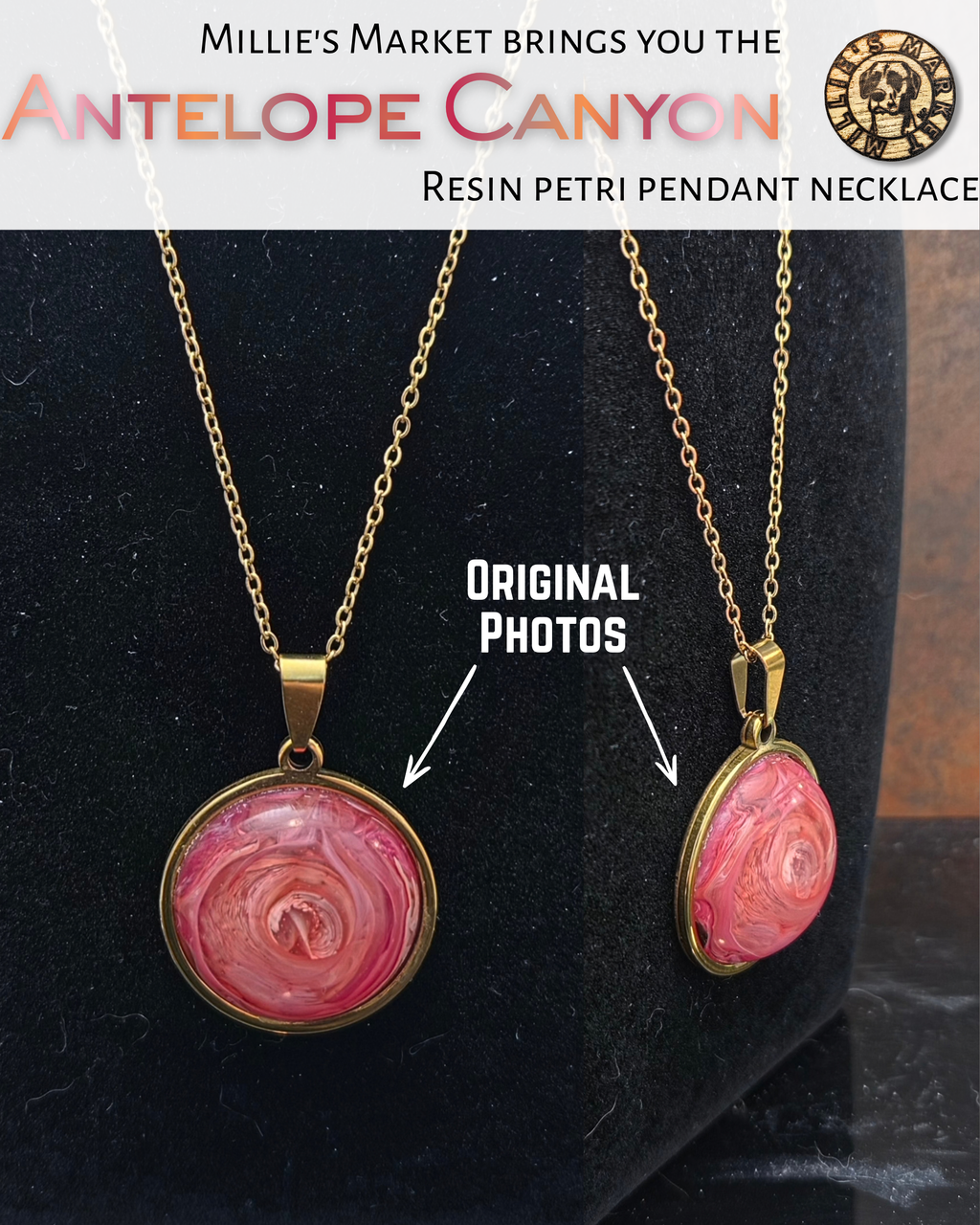 ANTELOPE CANYON Handmade Resin Petri Pendant Necklace