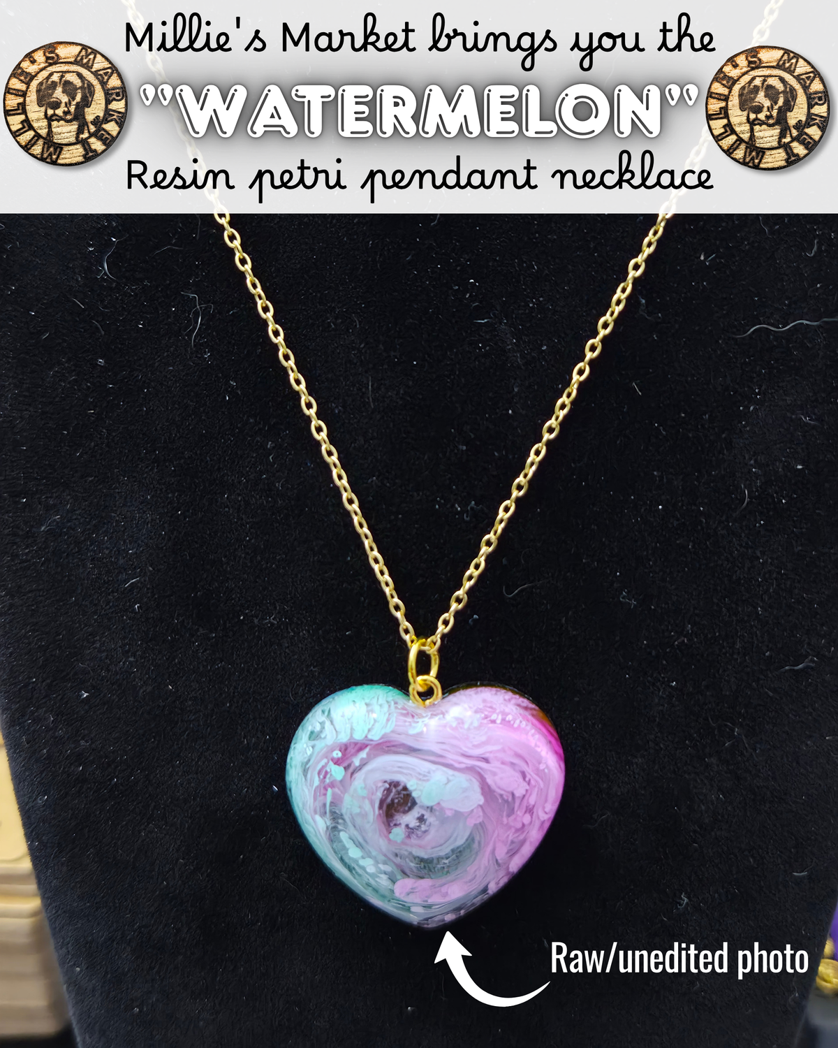 WATERMELON Handmade Resin Petri Pendant Necklace