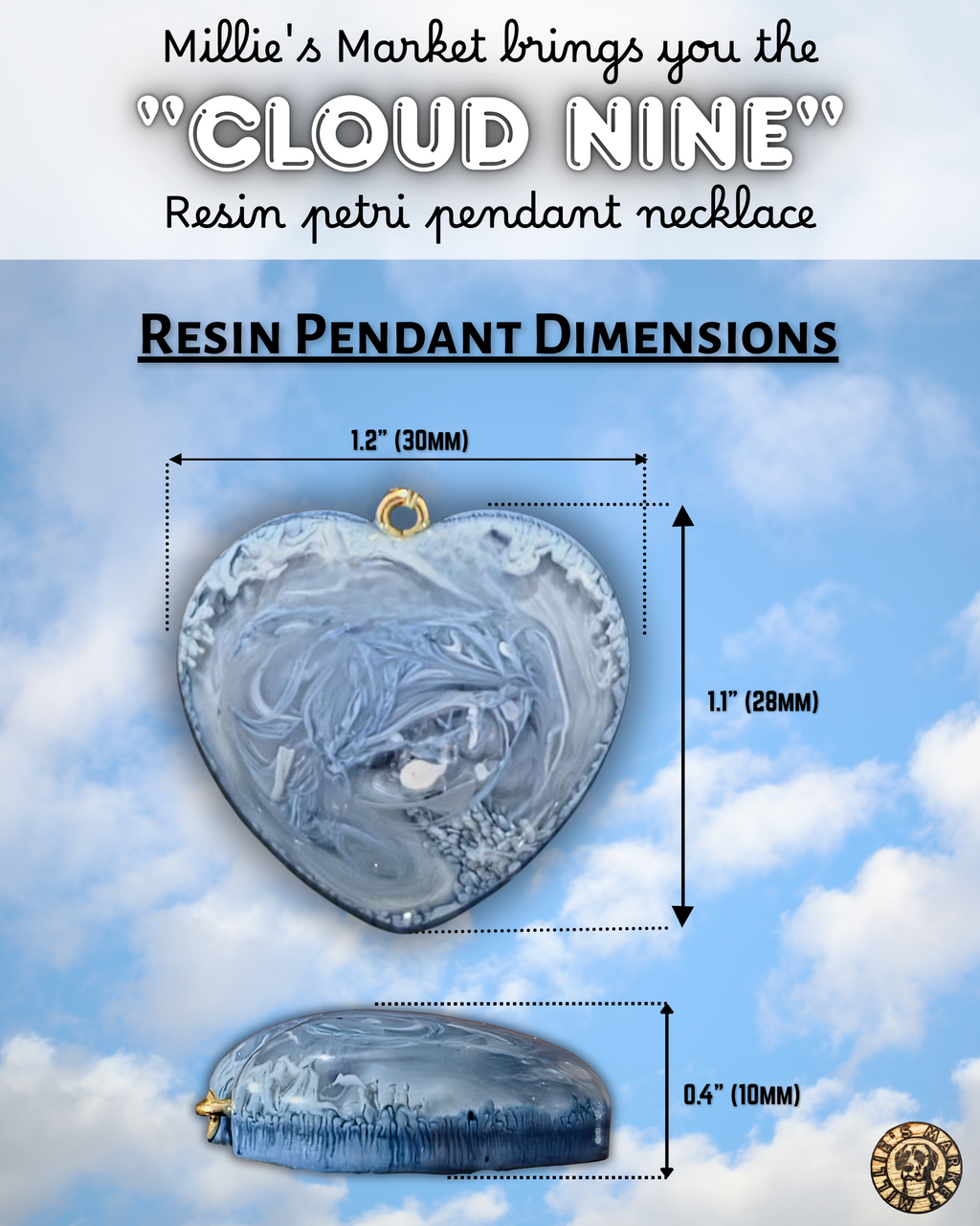CLOUD NINE Handmade Resin Petri Pendant Necklace