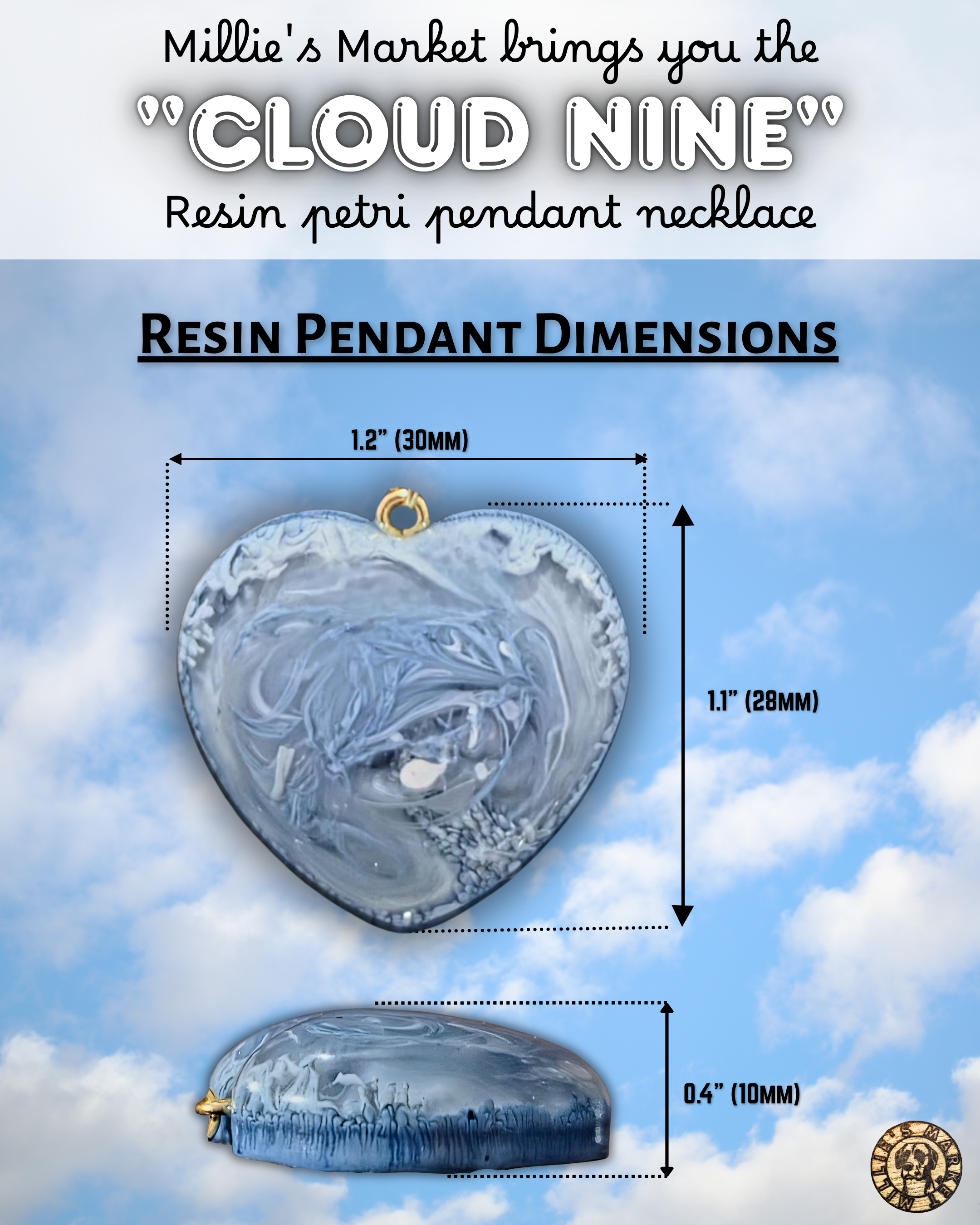 CLOUD NINE Handmade Resin Petri Pendant Necklace