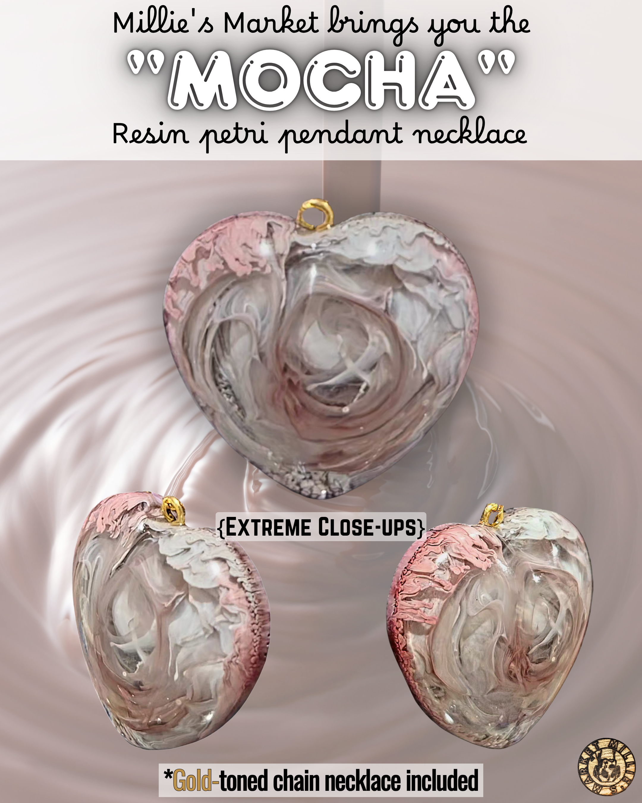 MOCHA Handmade Resin Petri Pendant Necklace