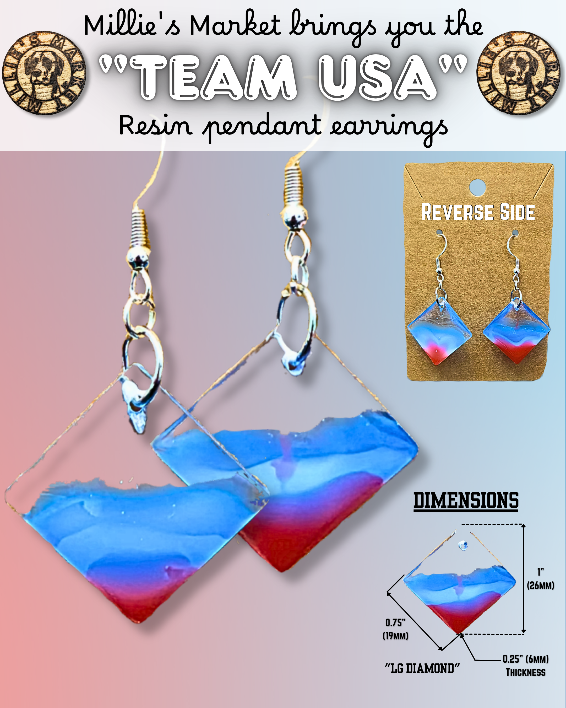 TEAM USA Handmade Resin Jewelry