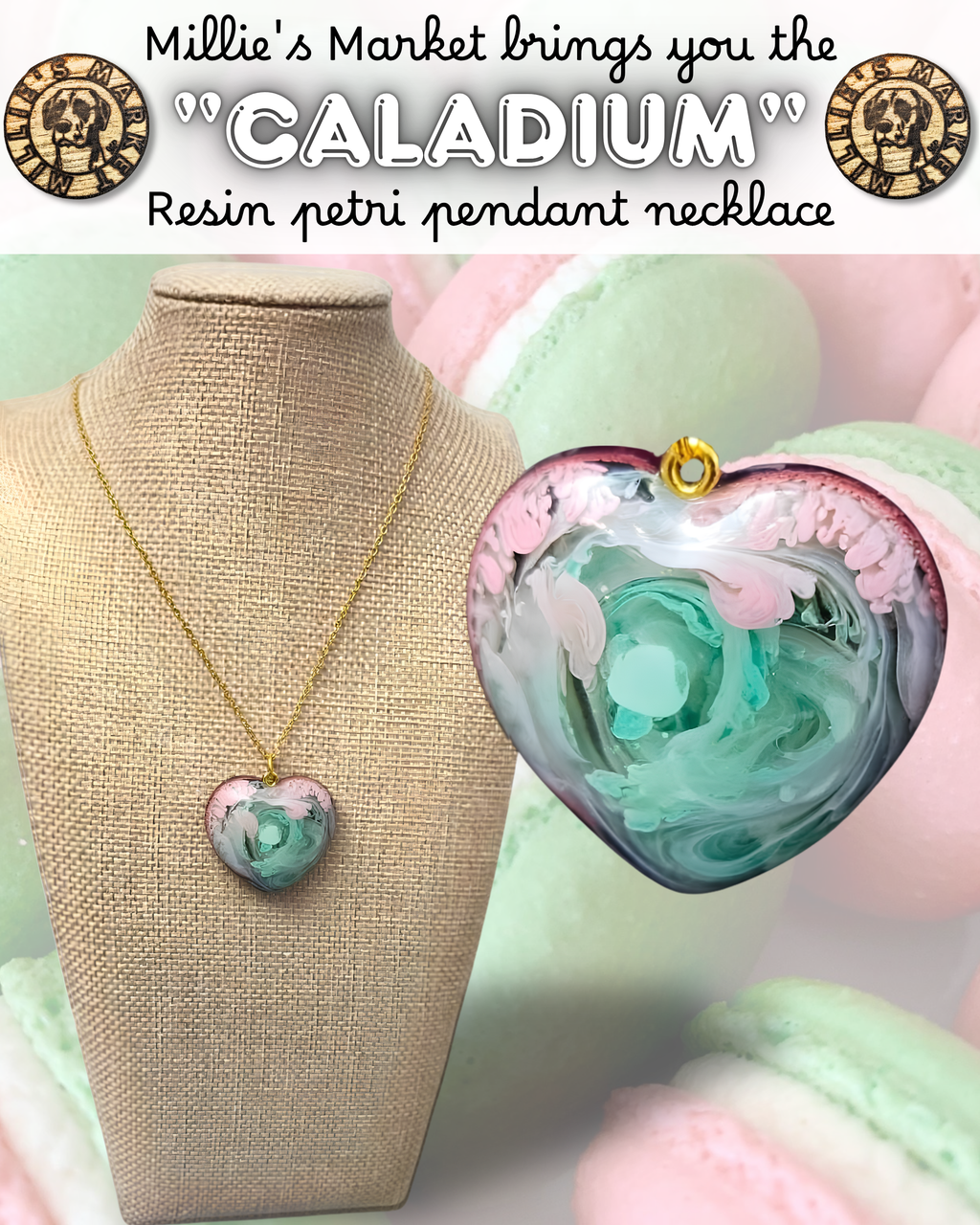 CALADIUM Handmade Resin Petri Pendant Necklace