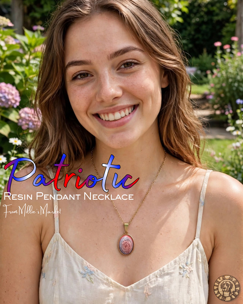 PATRIOTIC Handmade Resin Petri Pendant Necklace