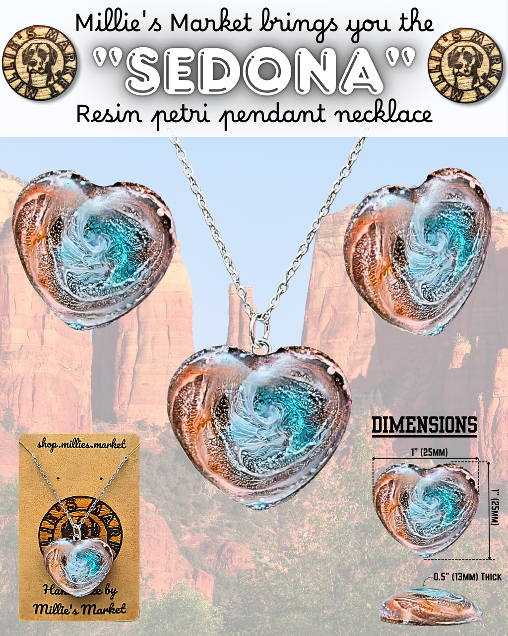 SEDONA Handmade Resin Petri Pendant Necklace