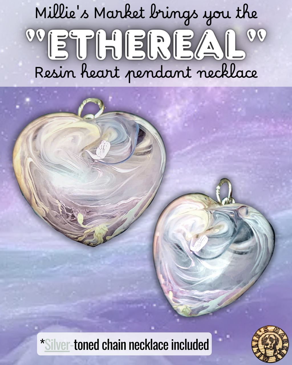 ETHEREAL Handmade Resin Heart Pendant Necklace