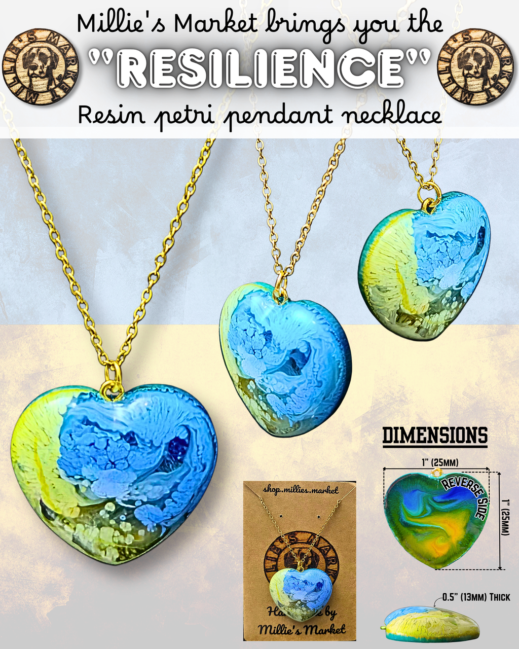 RESILIENCE Handmade Resin Petri Pendant Necklace