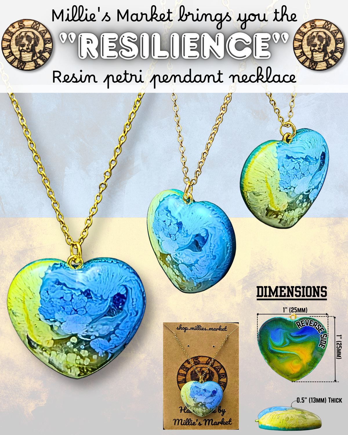RESILIENCE Handmade Resin Petri Pendant Necklace