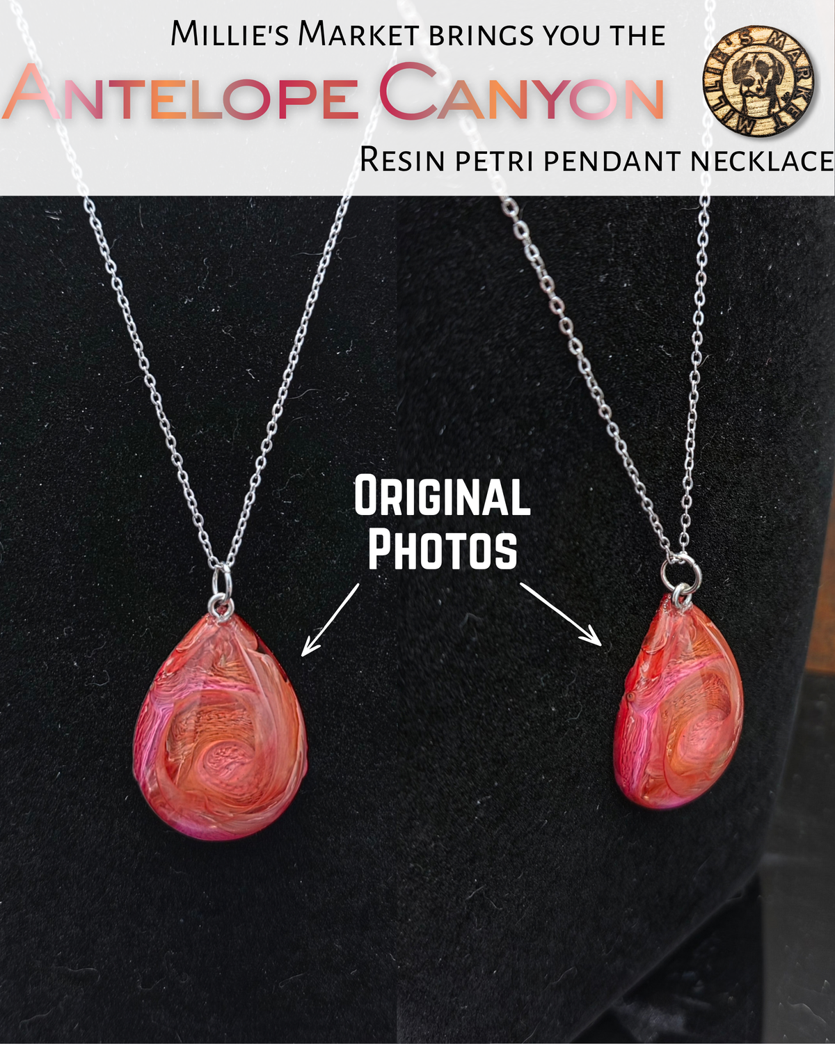 ANTELOPE CANYON Handmade Resin Petri Pendant Necklace
