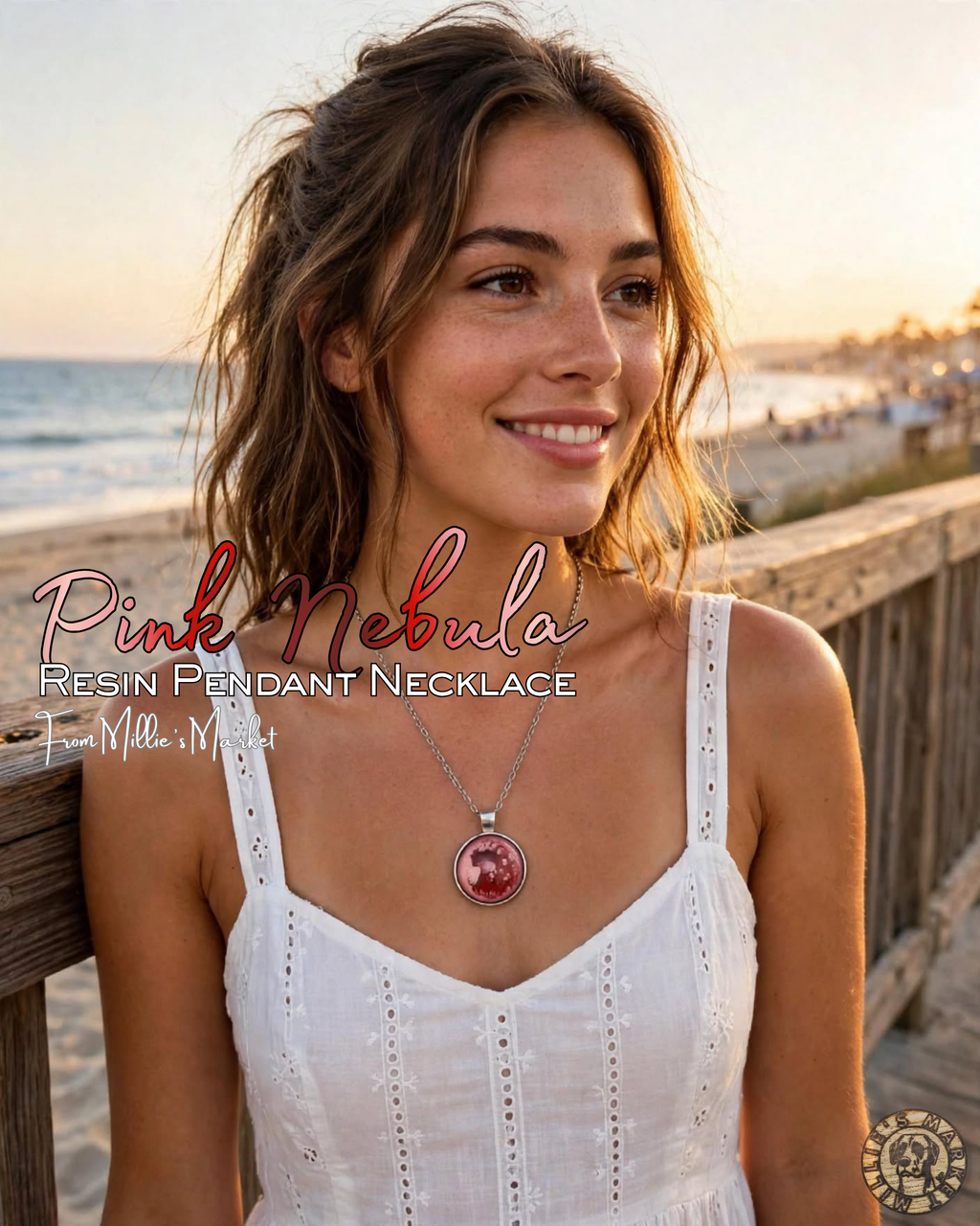 PINK NEBULA Handmade Resin Petri Pendant Necklace