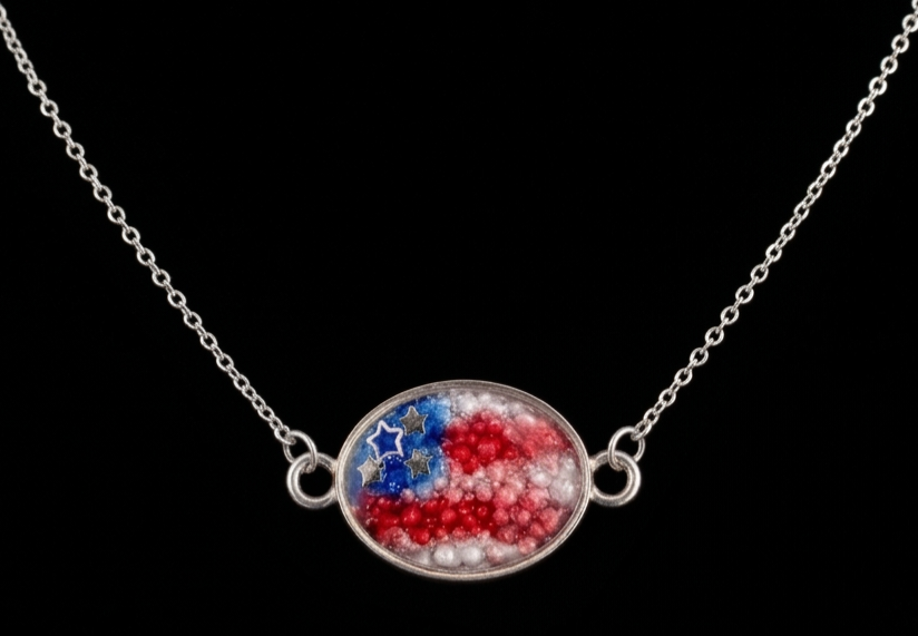 RWB Handmade Resin Pendant Necklace | Iridescent Bubbles