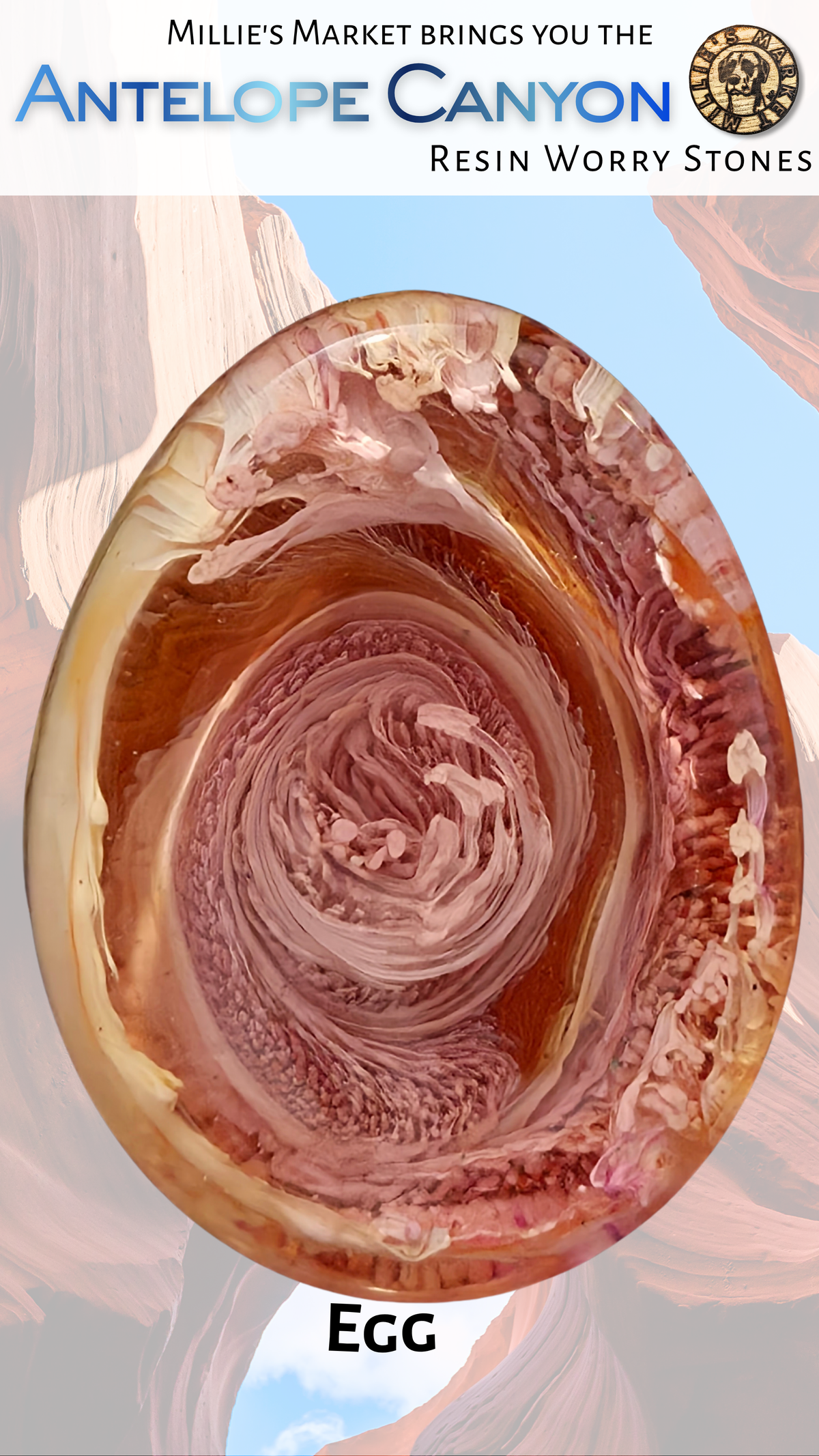 ANTELOPE CANYON Handmade Resin Petri Worry Stone