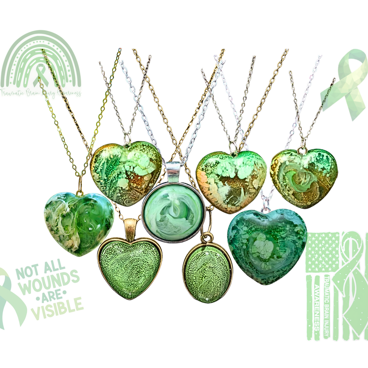 TBI AWARENESS Handmade Resin Petri Pendant Necklace