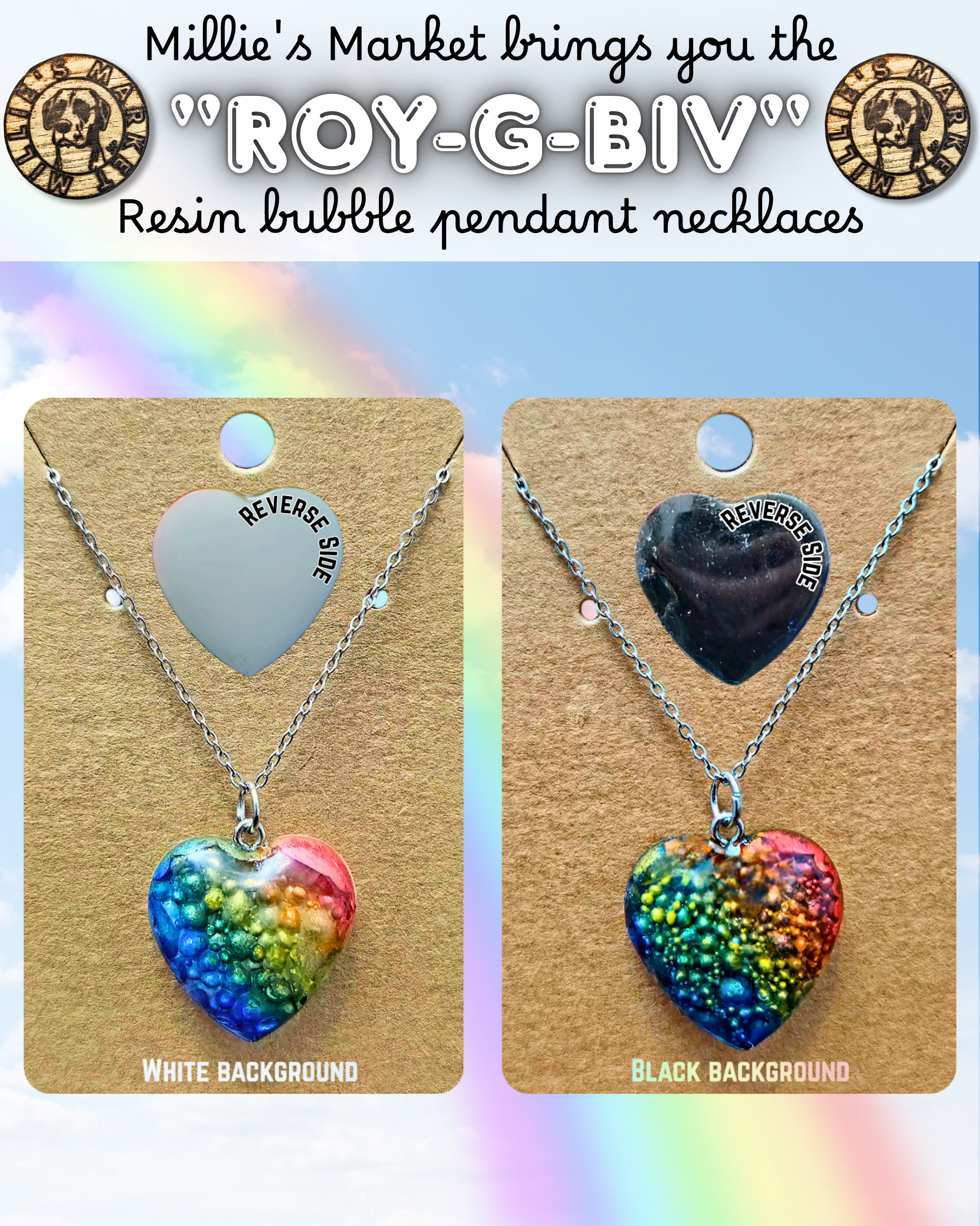 ROY-G-BIV Handmade Resin Pendant Necklace