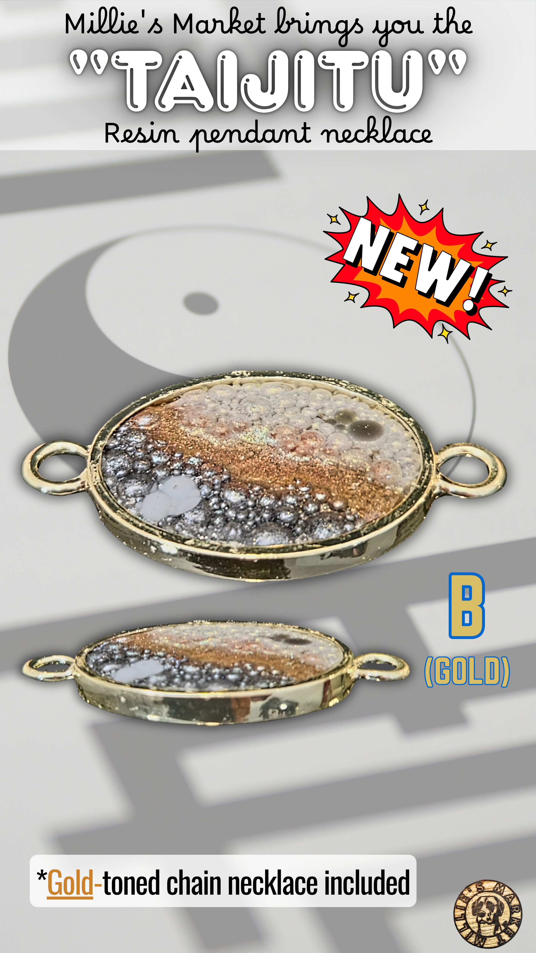 TAIJITU Handmade Resin Pendant Necklace | Iridescent Bubbles