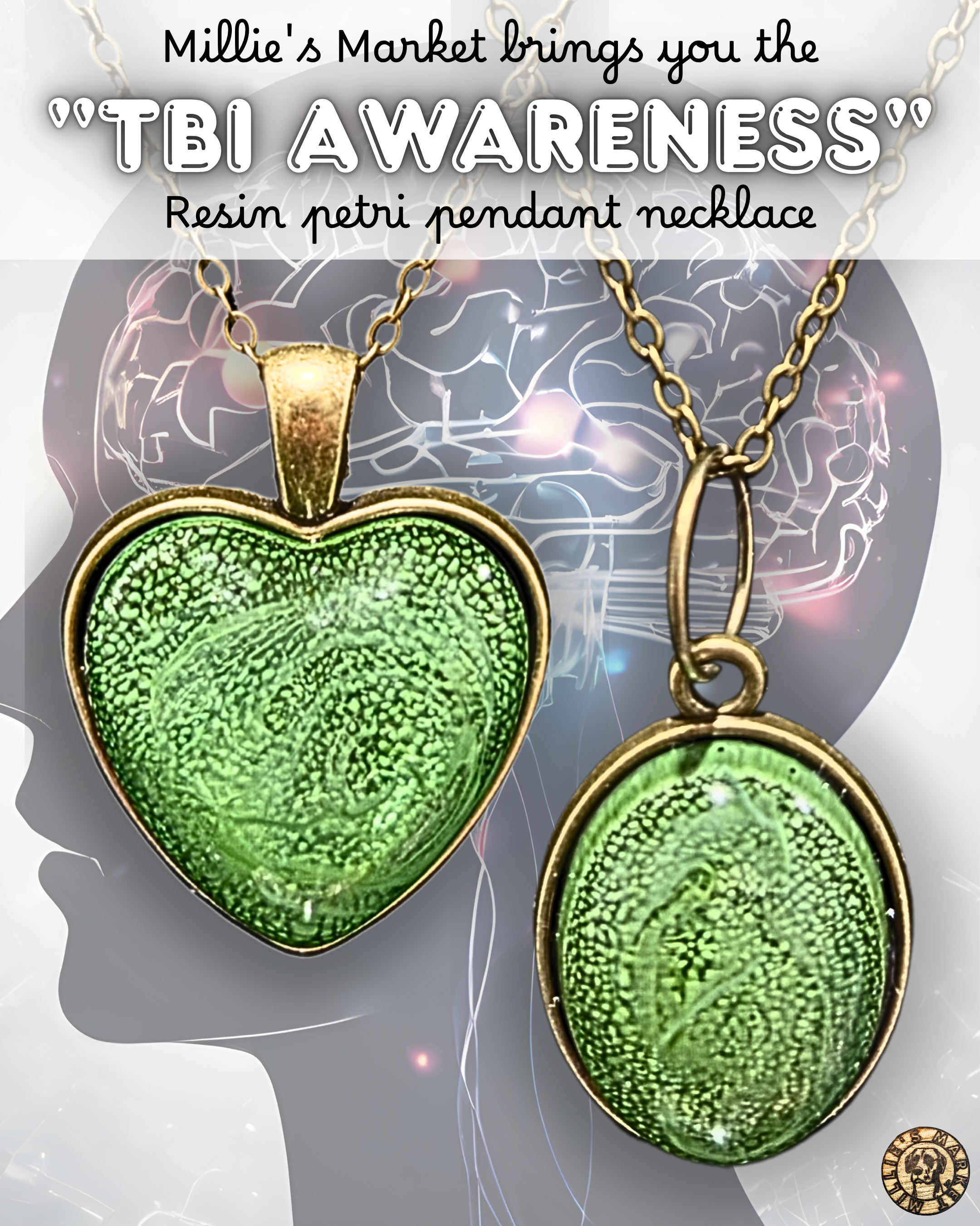 TBI AWARENESS Handmade Resin Pendant Necklace