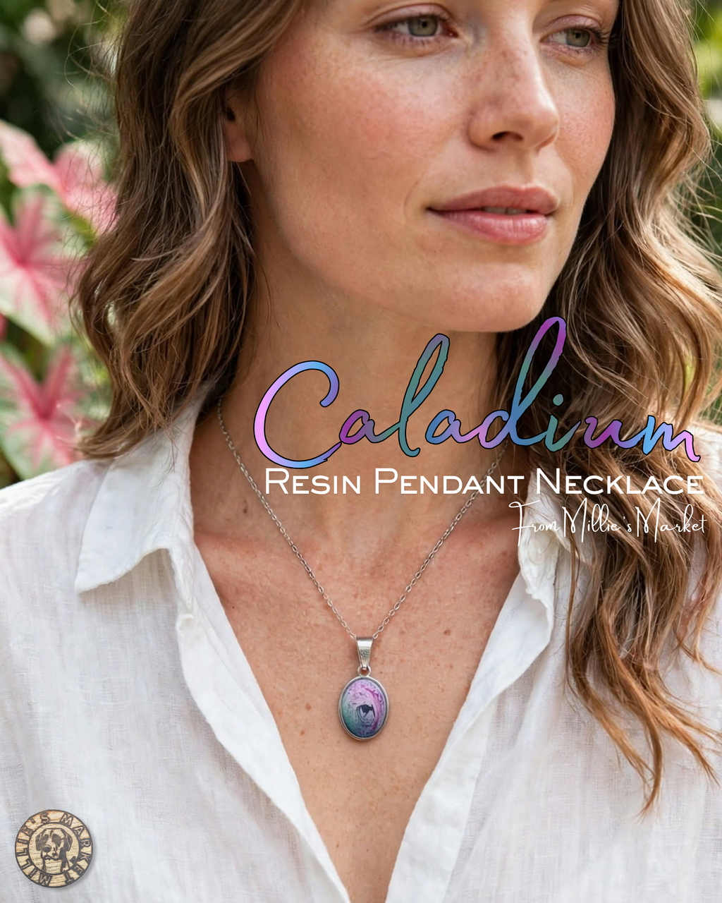CALADIUM Handmade Resin Petri Pendant Necklace