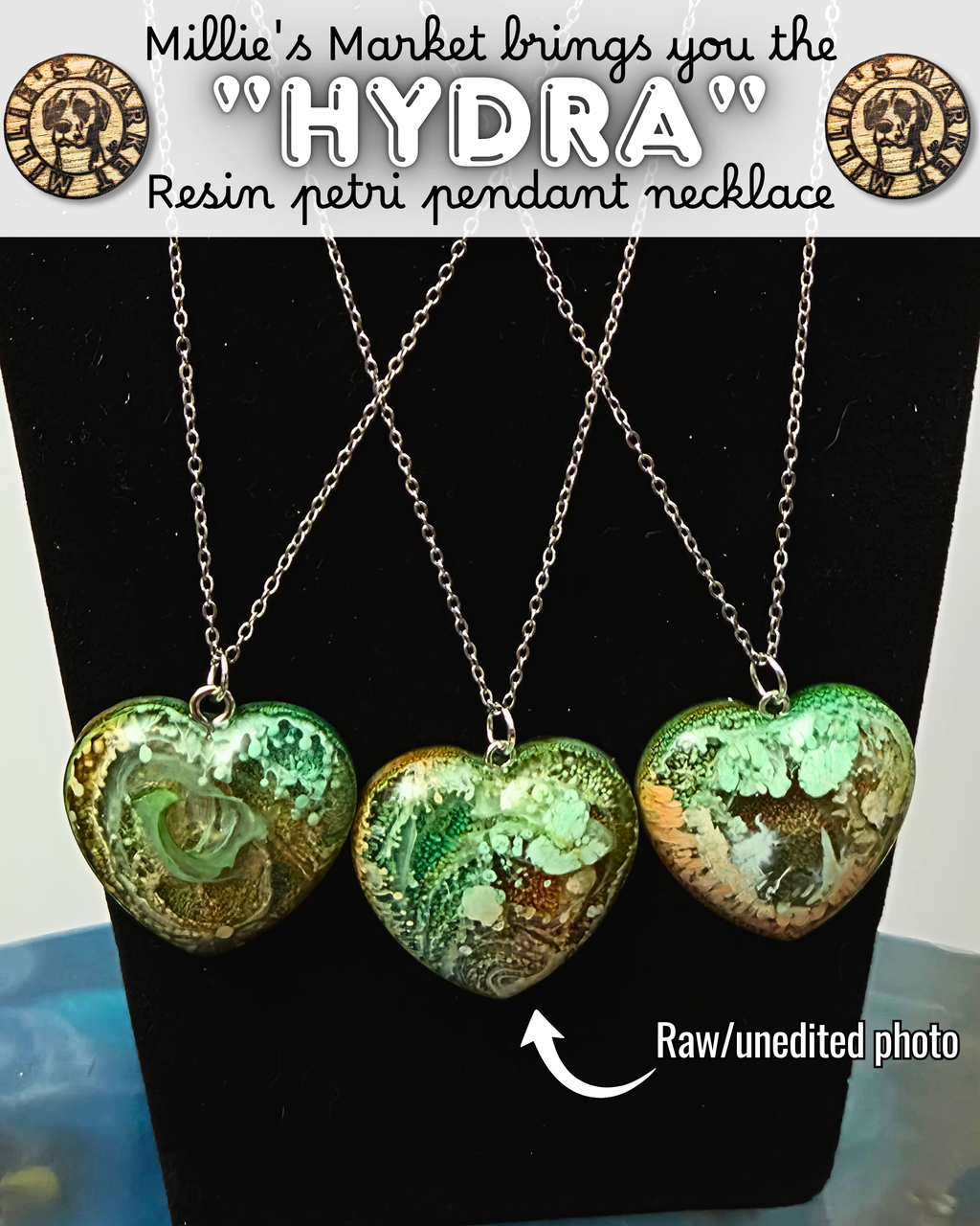 HYDRA Handmade Resin Petri Pendant Necklaces
