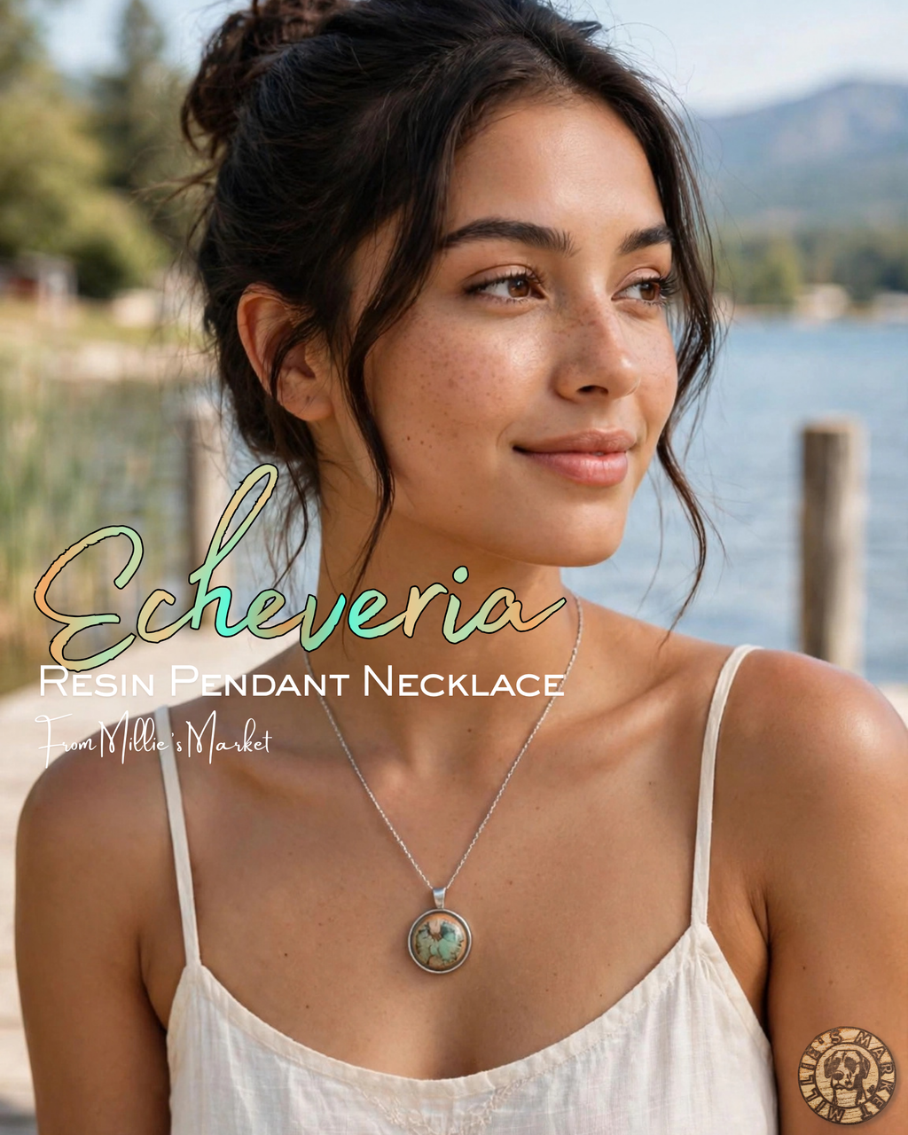 ECHEVERIA Handmade Resin Petri Pendant Necklace