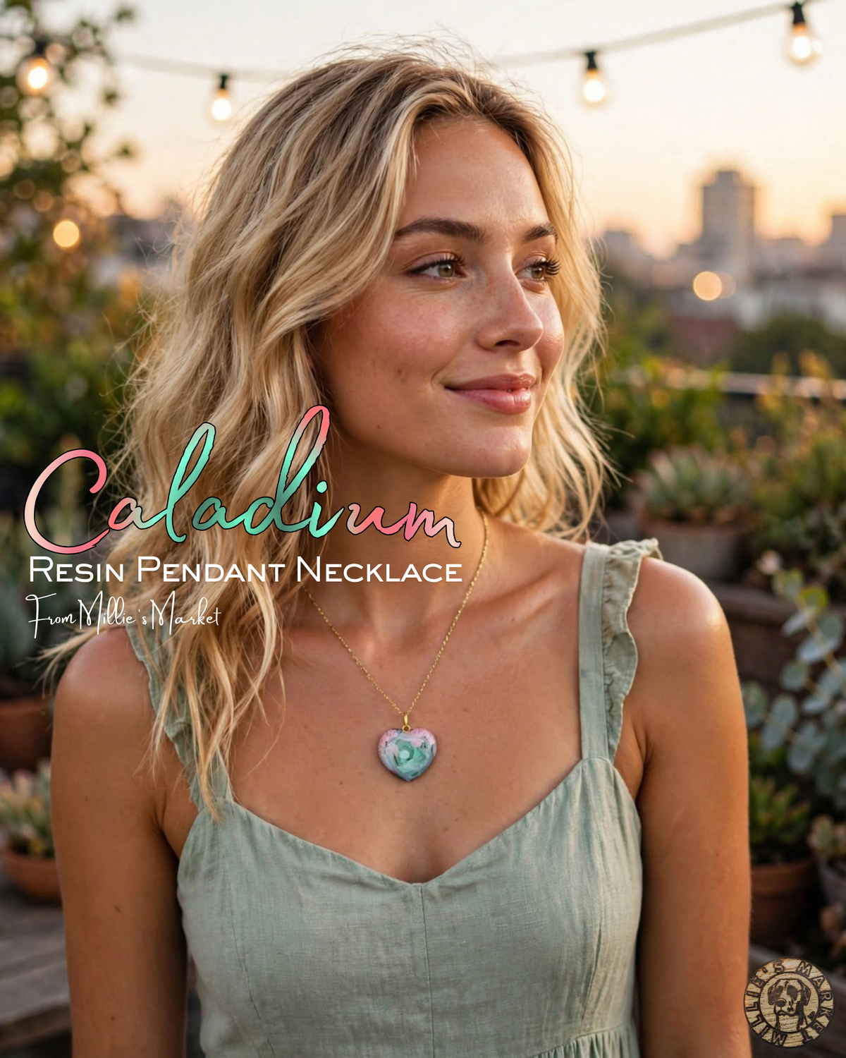 CALADIUM Handmade Resin Petri Pendant Necklace