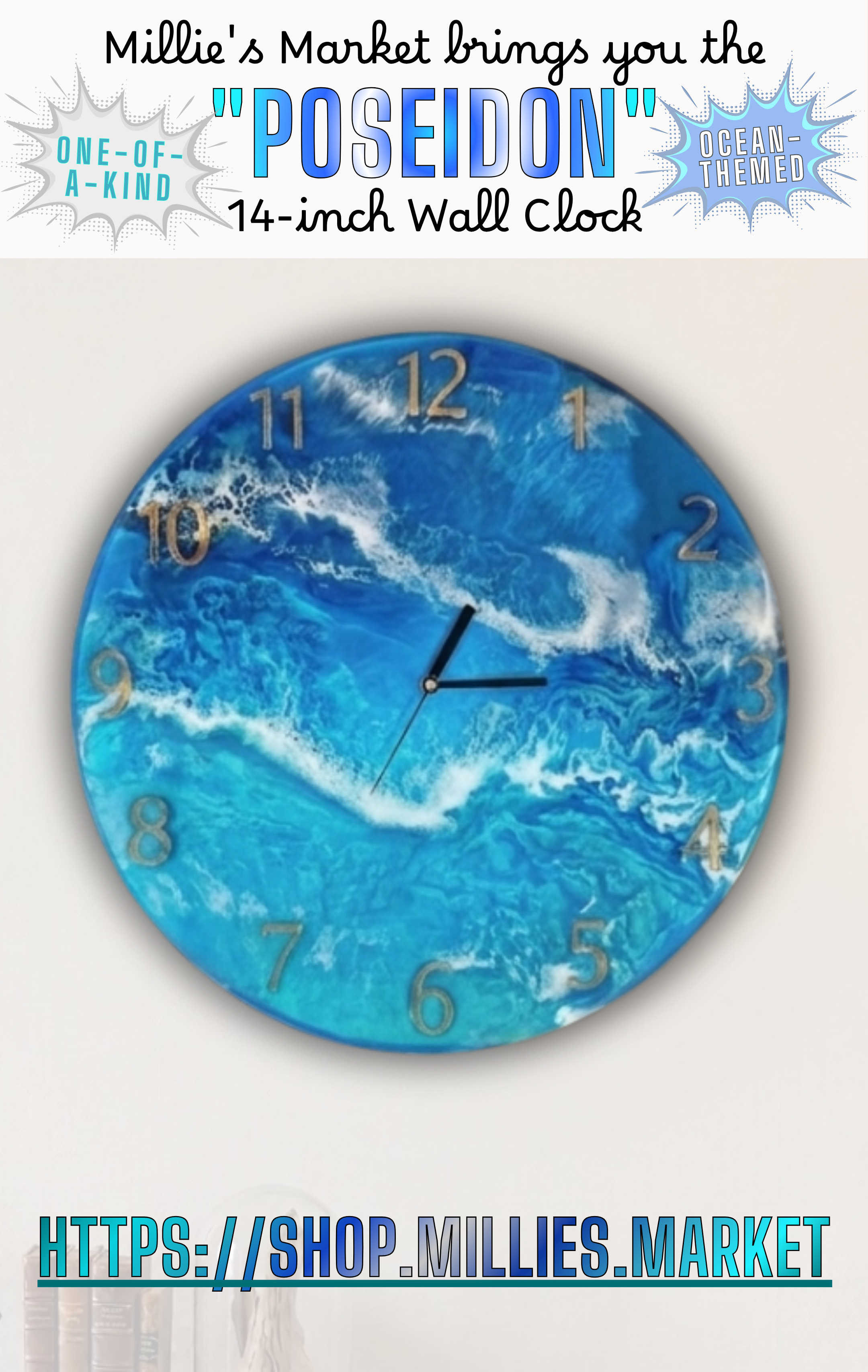 POSEIDON Handmade Resin Wall Clock