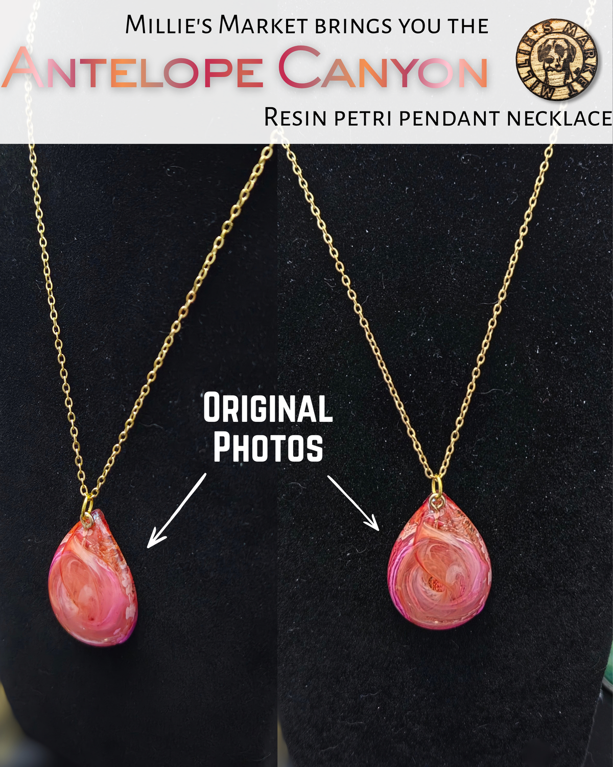 ANTELOPE CANYON Handmade Resin Petri Pendant Necklace