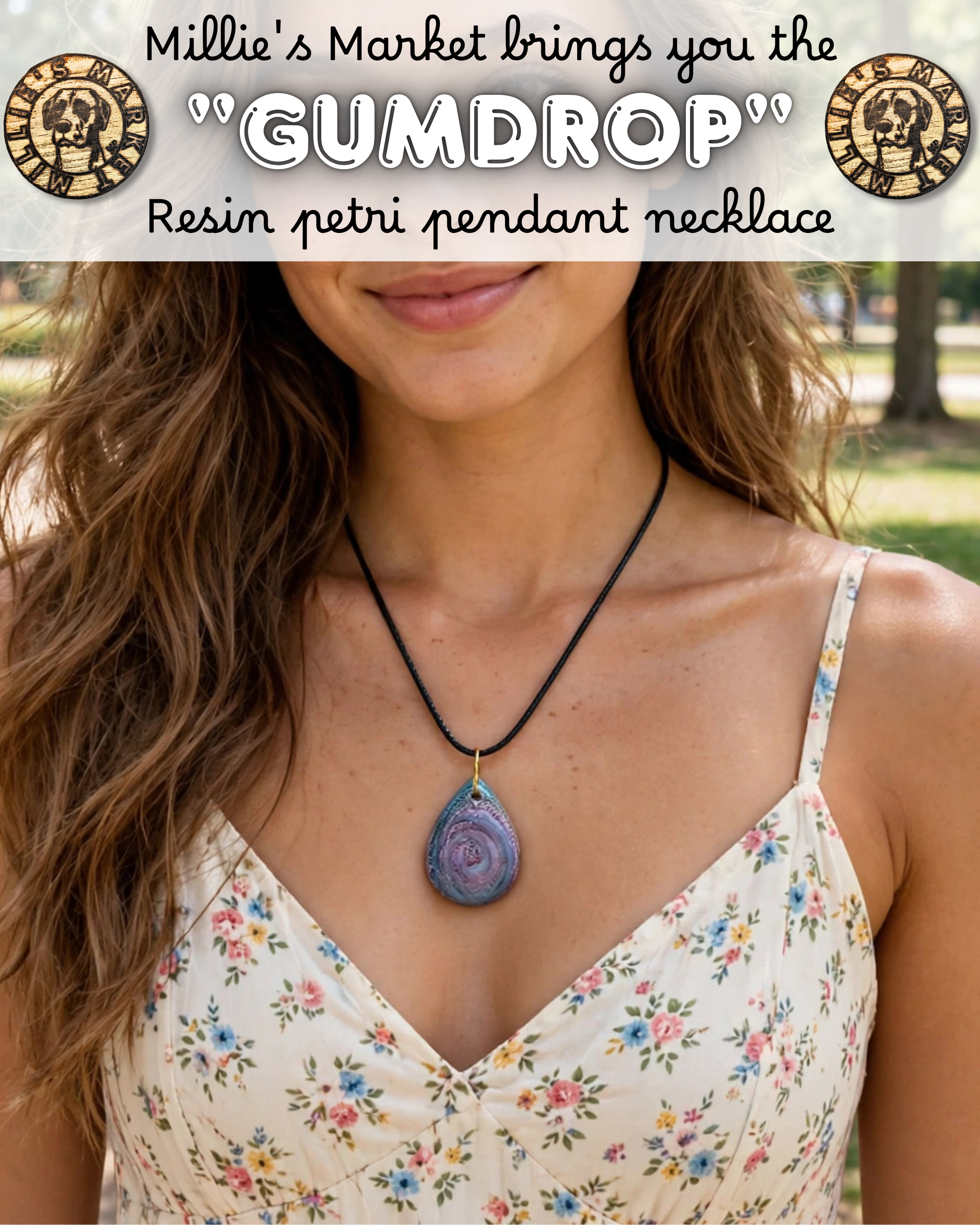 GUMDROP Handmade Resin Petri Pendant Necklace