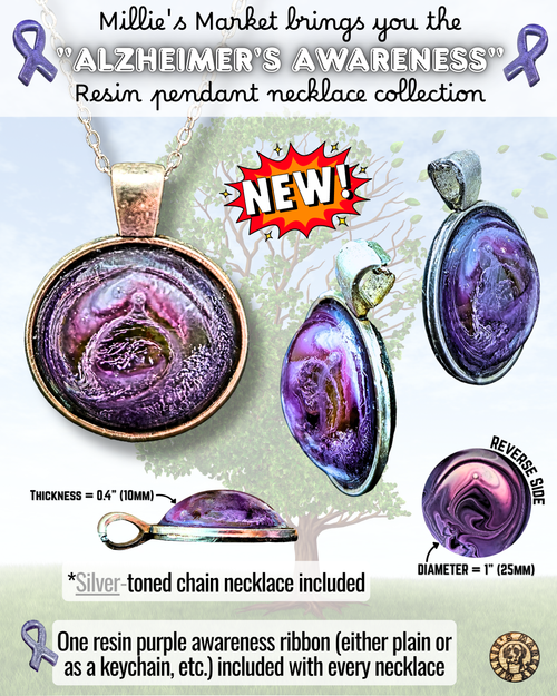 ALZHEIMER'S AWARENESS Handmade Resin Pendant Necklace