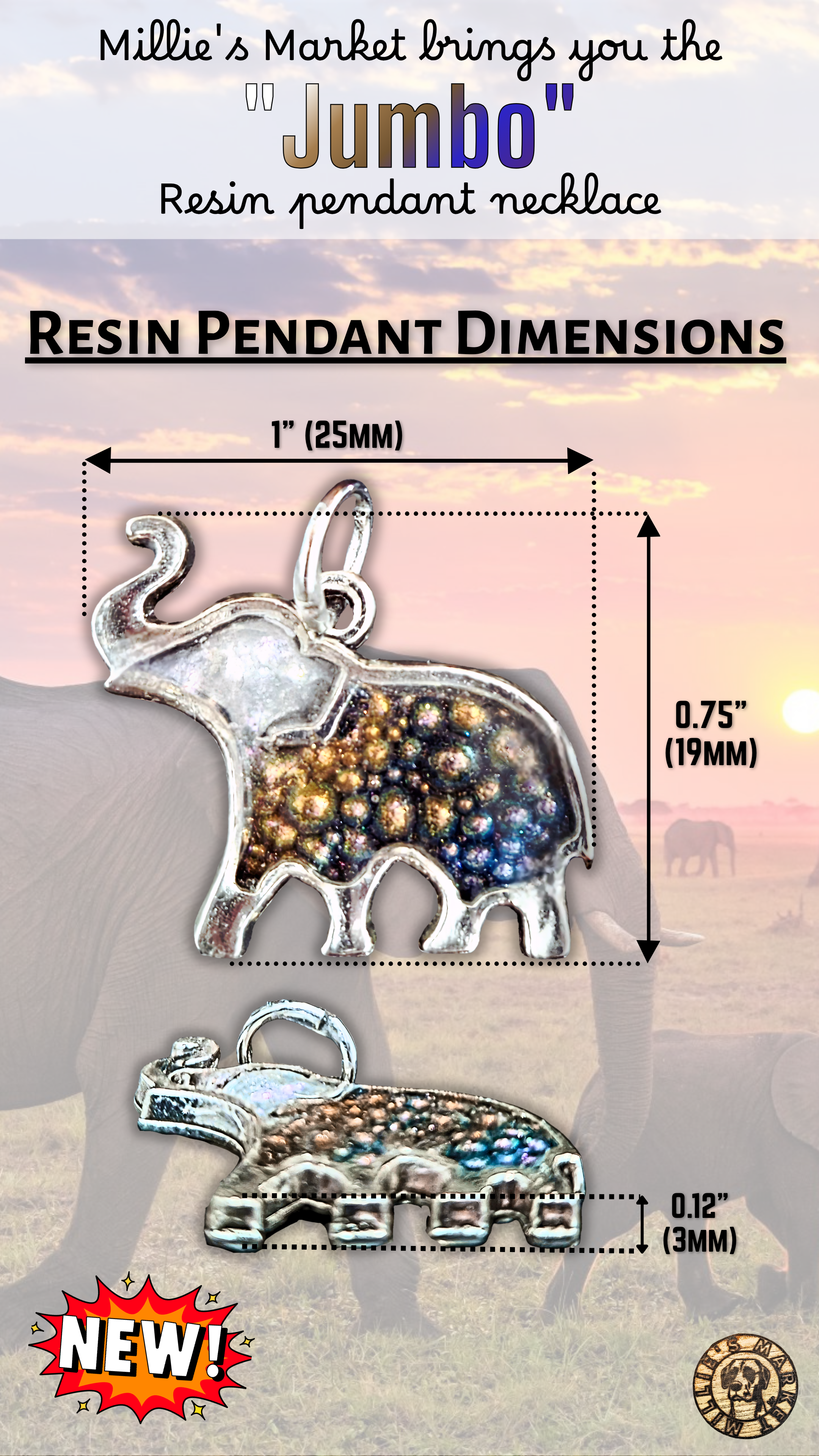 JUMBO Handmade Resin Pendant Necklace | Iridescent Bubbles