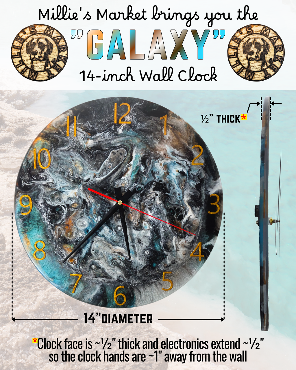 GALAXY Handmade Resin Wall Clock