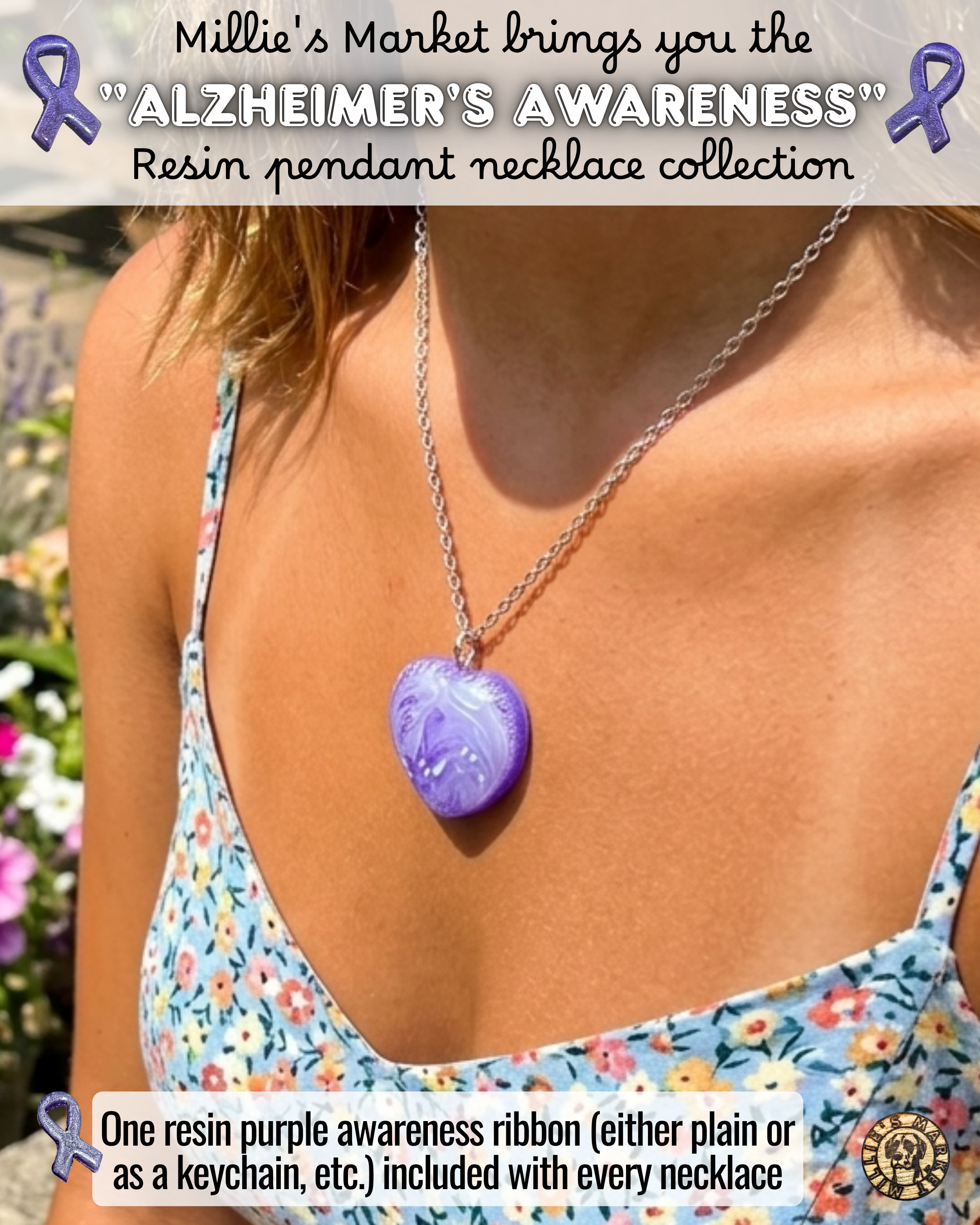 ALZHEIMER'S AWARENESS Handmade Resin Petri Pendant Collection