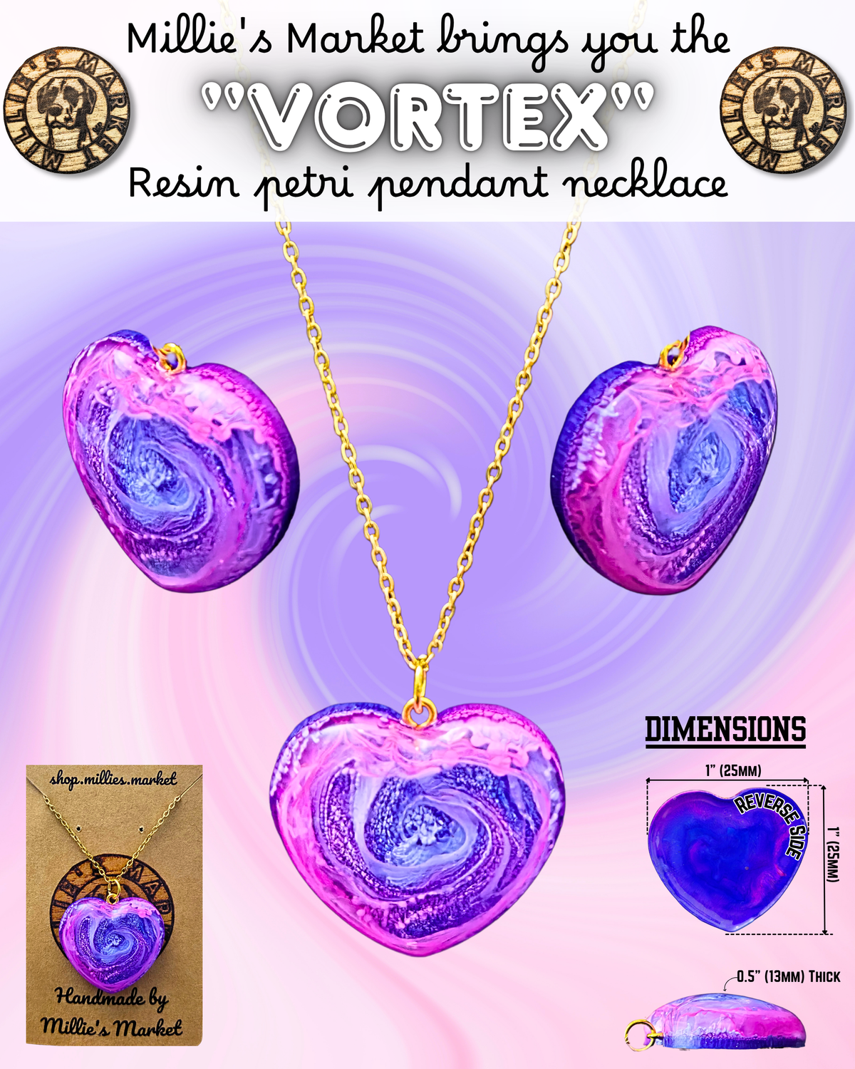 VORTEX Handmade Resin Petri Pendant Necklace