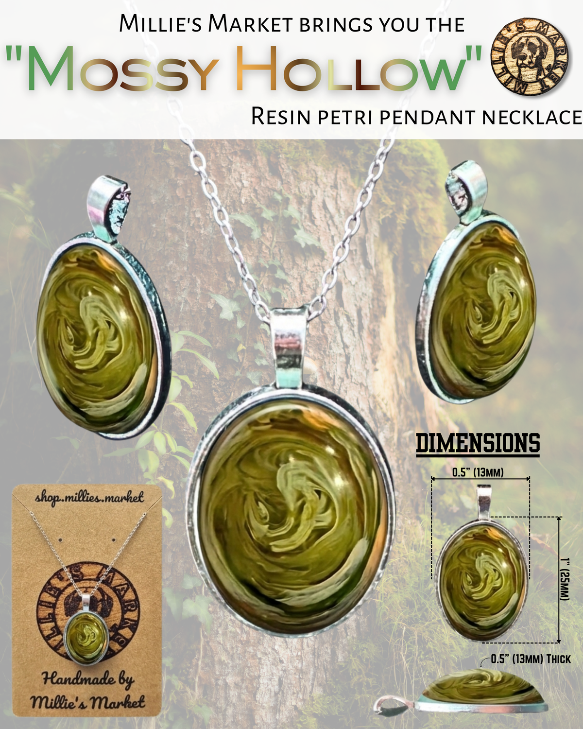 HEDGEROW HEARTH Handmade Resin Petri Pendant Necklace Collection