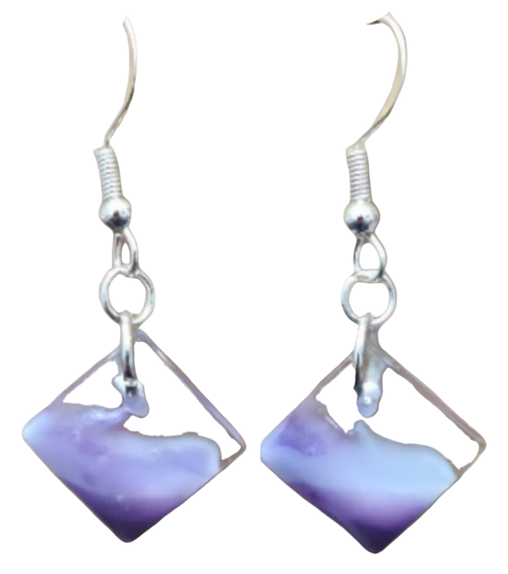 LILAC & LAVENDER Handmade Diamond-Shaped Resin Earrings