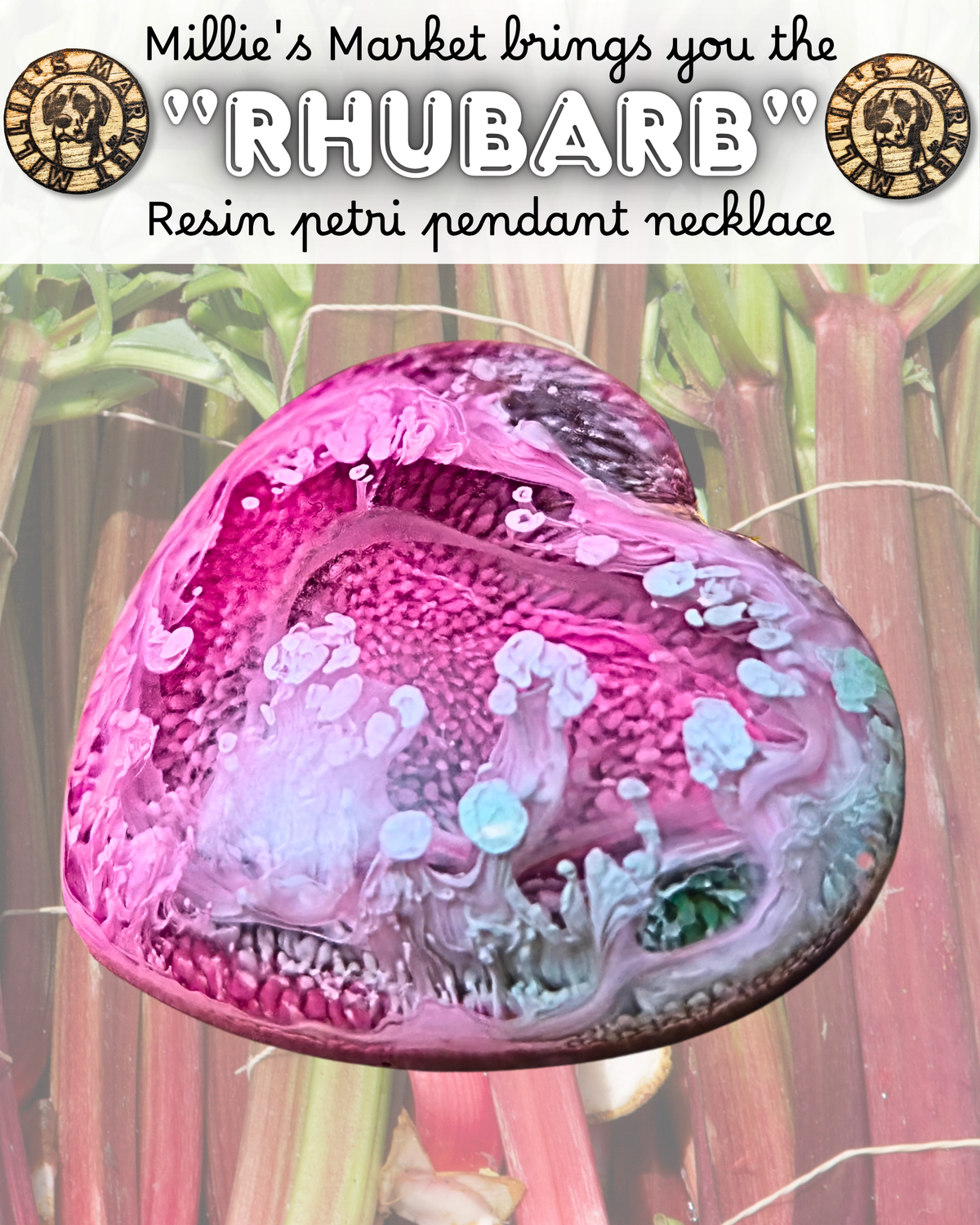 RHUBARB Handmade Resin Petri Pendant Necklace