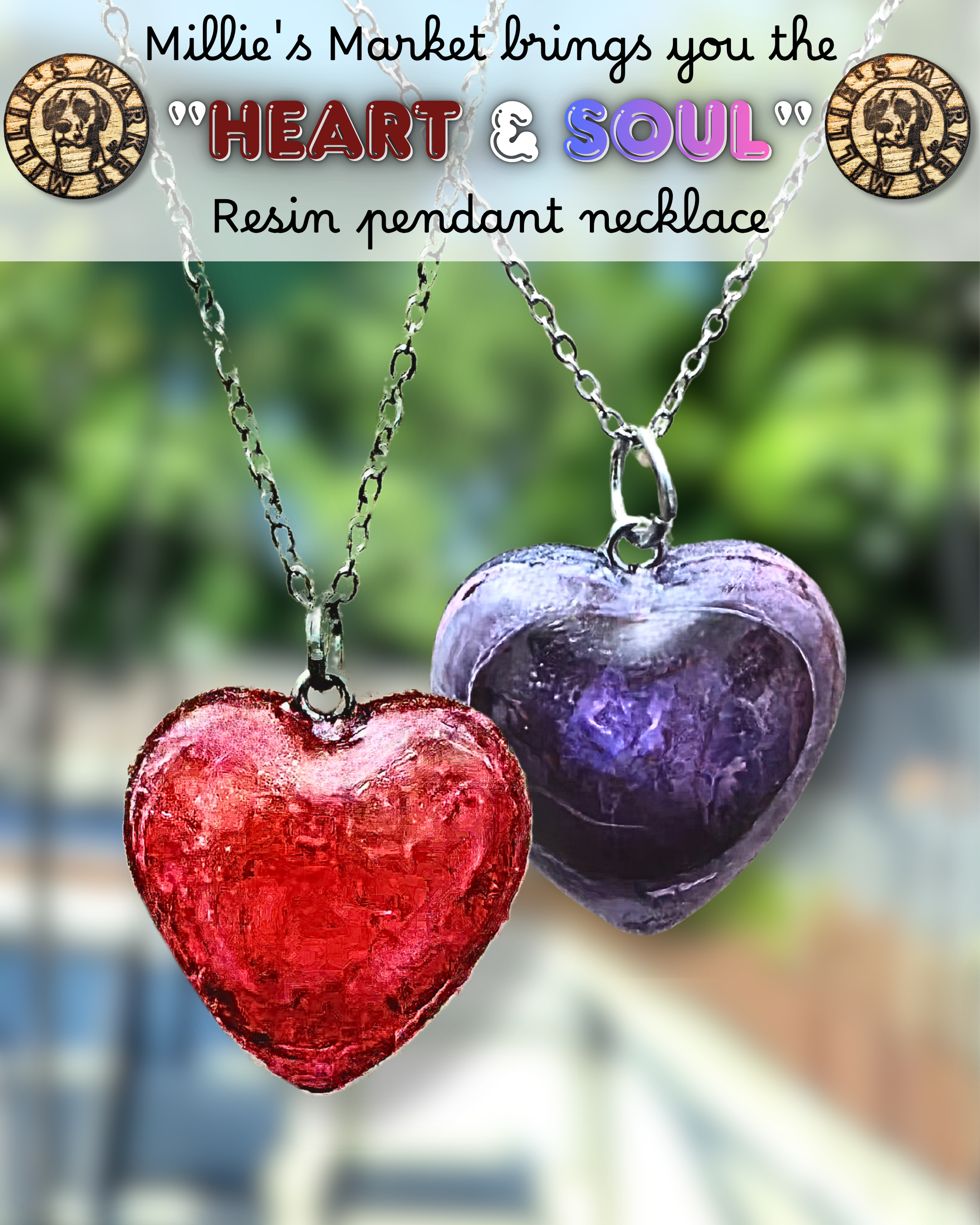 HEART & SOUL Handmade Resin Pendant Necklace