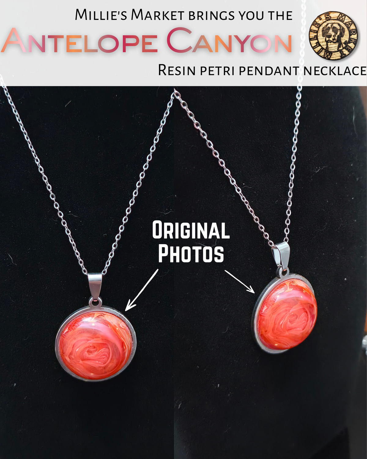 ANTELOPE CANYON Handmade Resin Petri Pendant Necklace