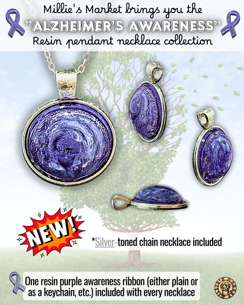 ALZHEIMER'S AWARENESS Handmade Resin Pendant Necklace